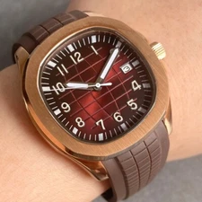 Tandorio 40mm NH35A Automatic Square Mens Watch Striped Dial Date Sapphire Glass