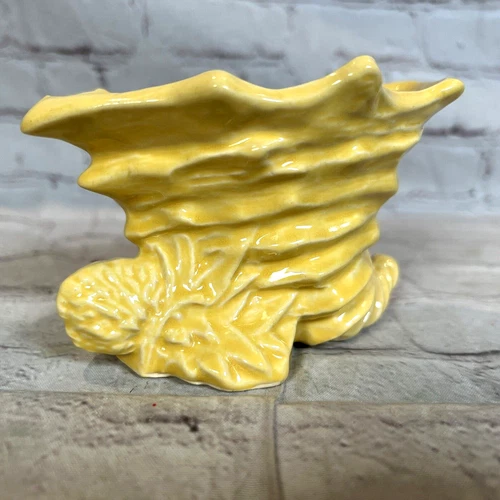 Vintage McCoy Pottery Yellow Shell Planter / Cornucopia Pine Cone Leaves Video