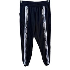 Adidas Originals Black Track Pants Logo Taping Ankle Zip Joggers US 8 Small