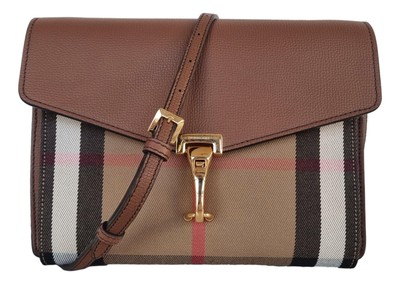 Burberry Womens Canvas Leather Crossbody Bag Small Macken 3980826 Brown