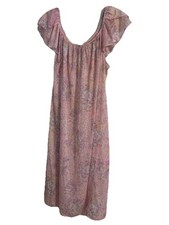 Silk Essence Miss Elaine Pink Floral Flutter Short Sleeve Size XL night gown EUC