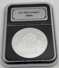 Danbury Mint American History 1ST SKYSCRAPER 1880s 1oz .999 Fine Silver With COA