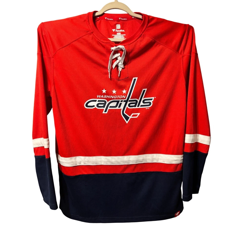 Fanatics Men's Washington Capitals NHL Hockey Jersey Red Blue Lace Up Size L - Image 2 of 4