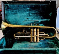 VINTAGE BESSON STRATFORD TRUMPET WITH CASE. Very Old Case Vintage Collectible