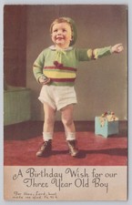 1949 Birthday Wish Postcard Three Year Old Boy Alma GA to Mobile AL