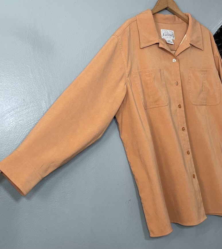 Basic Editions Plus Size 1X Camel Microsuede Butt… - image 2