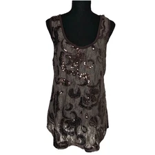 BKE Boutique Lace & Sequins Racerback Tank size XL