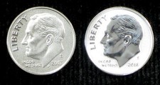 2017-S Enhanced & 2018-S Reverse Silver Proof Roosevelt Dime Pair