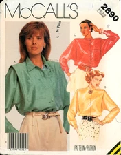 Vintage Misses Blouse Pattern Size 8 McCall's 2890 Uncut Tucks Long Sleeve