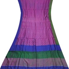 Vintage Purple Sarees 100 Pure Silk Printed Indian Sari 6YD Decor Craft Fabric
