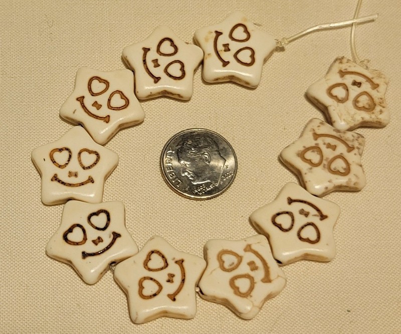 L731  20mm Howlite  star beads.  will combine lots to save on shipping. 