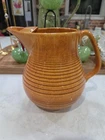 Vintage Bauer Los Angeles Pottery Ringware Ice Lip Pitcher Orange Glazed 7.25" T