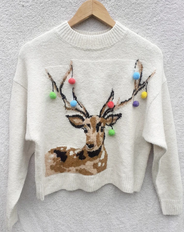 TOPSHOP Avena Pom Pom Reno Navidad Jersey Talla 10 Foto 4 de 4