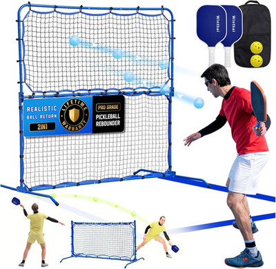 Pickleball Practice Rebounder Net with Pro Paddles Set for Dink Volley Solo