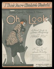 OH LOOK 1918 I Think You're Absolutely Wonderful HARRY FOX Show Sheet Music