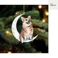 Dog Sit On The Moon Dog Memorial Keepsake Christmas Remembrance Ornament to R...