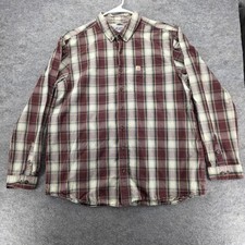 Carhartt Shirt Mens 2XLT Red Plaid Relaxed Fit Button Front Long Sleeve Casual