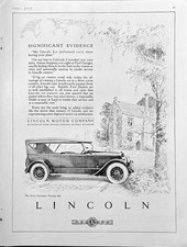 1923 Ad (9 3/4 X 12 3/4 inches) Lincoln 7 Passenger Touring Alex Tremulis Art