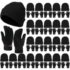 48 Pcs Winter Beanie Hats Gloves Bulk Sets Knit Ski Hat Warm Soft Fleece Glov...
