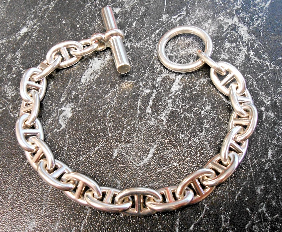 Bracelet maille Ancre HERMES en argent poinconné 925 - Photo 4/4