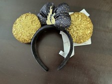Disneyland Paris 30 Year Anniversary Tinkerbell Gold Sequins Ears Headband New