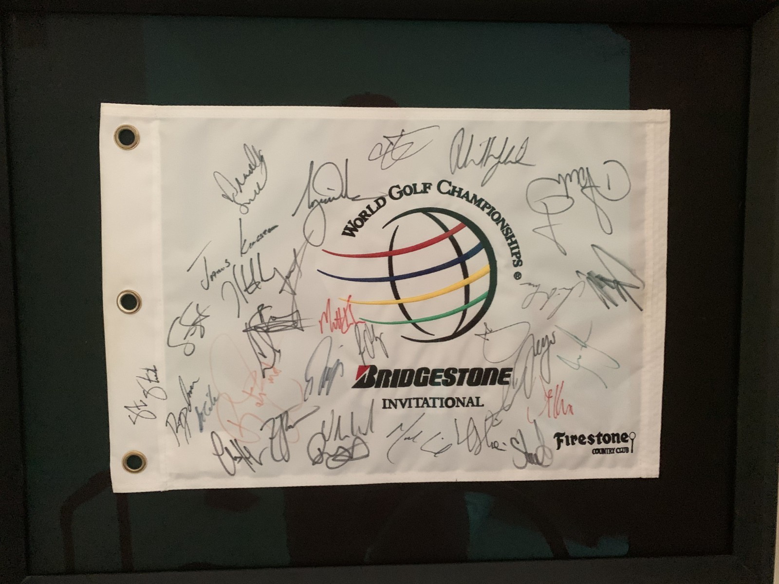 Tiger Woods Rory McIlroy Phil Mickelson + Signed WGC Golf Flag PSA READ view 1