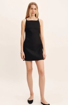 Posse Neve Linen Mini Dress Black Size Large Sleeveless