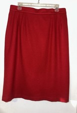 Vintage Sag Harbor Womens Pure Wool Pencil Skirt Size 16 Red Knee Length Career