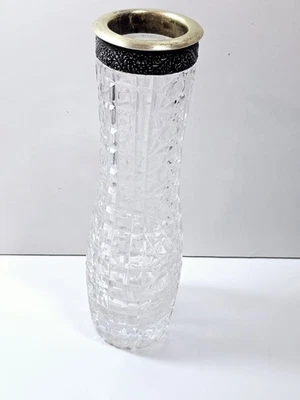 Rare vase soviétique vintage années 60 cristal argent massif 875 URSS unique - Photo 1/4