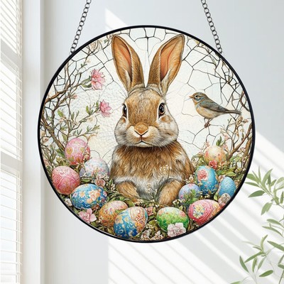 Easter Bunny Suncatcher, Beautifully Crafted Window Ornament for Holiday Cheer