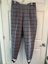 Vintage High-Waist COUNTERPARTS Blue/Gray Red Plaid Stirrup Pants 16W Pockets