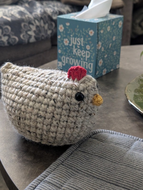 Handmade Crocheted Speckled Chicken Plush 