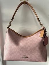 Brand NEW Coach Powder Pink Laurel Shoulder Bag In Signature Monogram Canvas