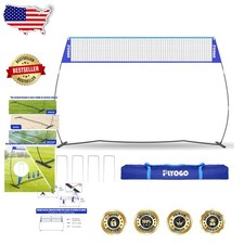 Professional 14FT Volleyball Net - Freestanding Backyard Set, Adjustable Heig...