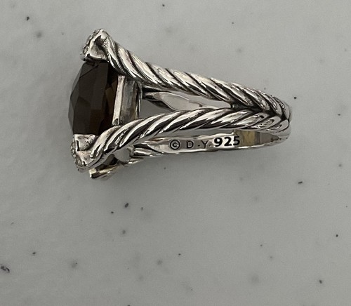 DAVID YURMAN STERLING SILVER/SMOKY TOPAZ/DIAMONDS ON POINT RING! 6.25 - Picture 7 of 13