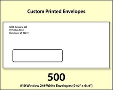 500 Custom Printed #10 Window Envelopes Full Color Digital Printing