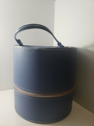 Blue Hat box Luggage Hard vinyl handle 