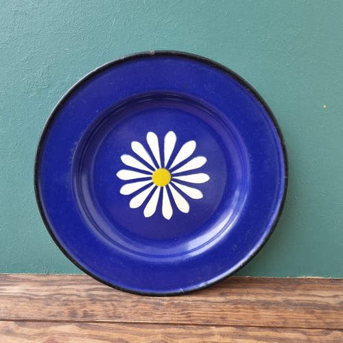 Danish Enamel, dansk navy blue enamel, Daisy pattern, 26 cm - Bild 2 von 8