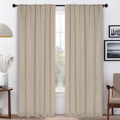 Classic 52" Wide Solid Back Tabs Room Darkening Blackout Curtain Panel Set of 2 - Picture 63 of 172