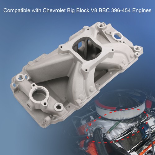 BBC Aluminum Air Gap Single Plane Intake Manifold for Big Block Chevy V8 396-454 - Picture 2 of 7