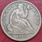 1859 S Seated Liberty Half Dollar 50c Better Grade VF - XF #64439