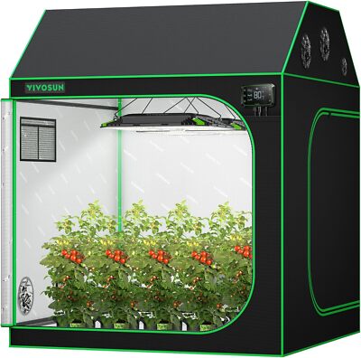 VIVOSUN 60''x60''x72'' Mylar Hydroponic Roof Grow Tent w/ Observation Window Indoor