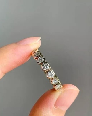 2.5 Ct Heart Cut Simulated Diamond Wedding Band Ring 14k Yellow Gold Plated