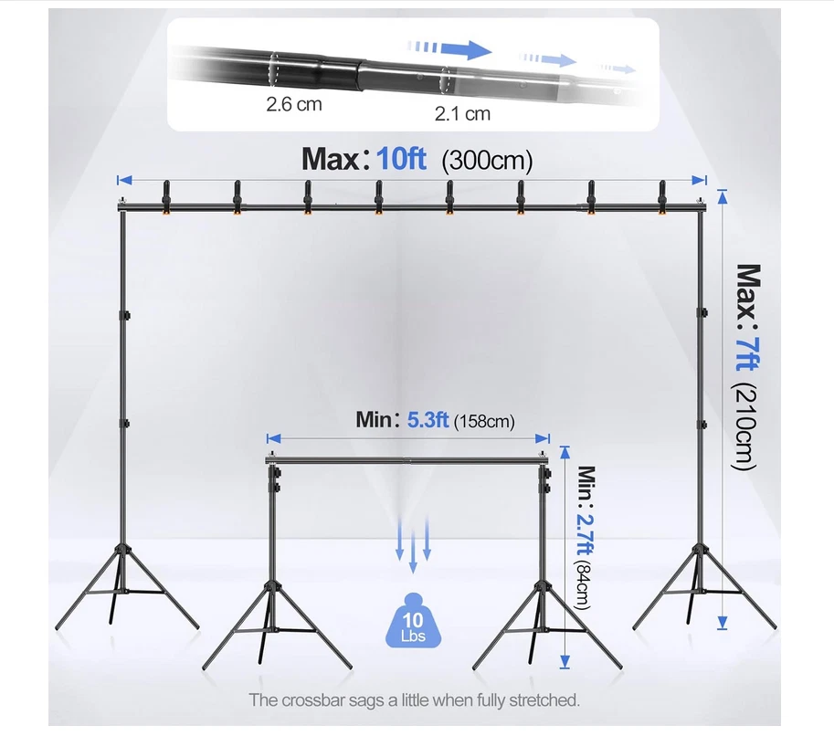 Background Support Photo Video Studio Portable Kit 2 Sandbags 8 Clamps Carry Bag - Image 2 of 4