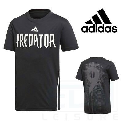 Boys Adidas Predator T Shirts Kids Black Tops Junior Short Sleeve Tee