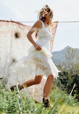 Free People NWT Size 4 Small Antique White Caught Your Eye Crochet Maxi Dress