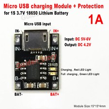 TC4056 MicroUSB Charger Charging protection Board F 1S 3.7V Lipo Lithium Battery