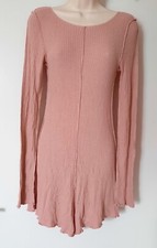 Free People Intimately Dusty Rose Waffle Knit Long Sleeve Romper Backless Size M