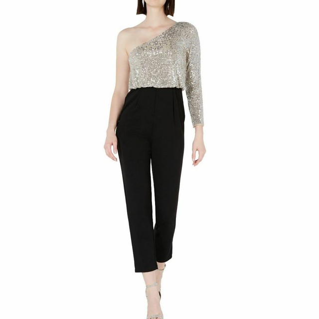 adrianna papell sequin jumpsuit