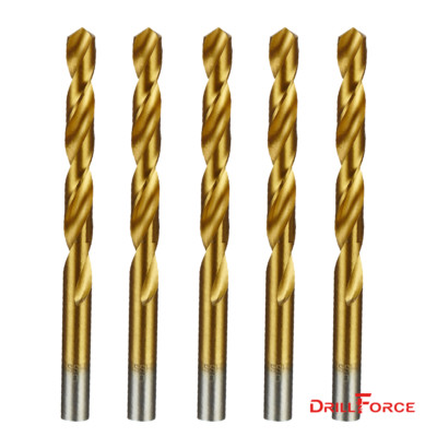 5PCS 3/8'' Drill Bit Set HSS Titanium Jobber Length Twist Metal Drill Bits Tools